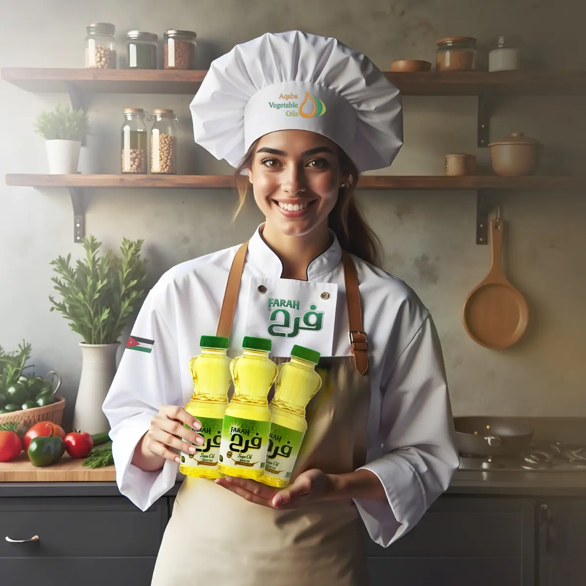 الشيف فرح مع عبوات زيت فرح®